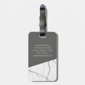 Monogram Modern Marmer Hoekige Initialen Aangepast Bagagelabel (Achterkant verticaal)