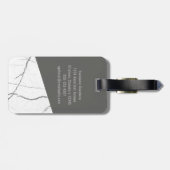 Monogram Modern Marmer Hoekige Initialen Aangepast Bagagelabel (Achterkant horizontaal)