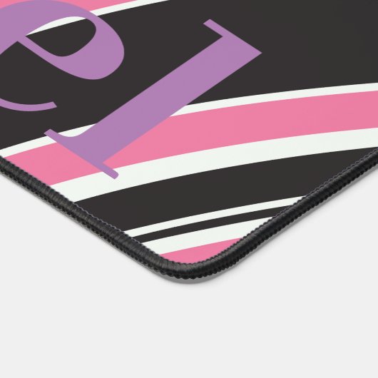 Monogram modern marmer l Roze en zwart Bureaumat (Hoek)