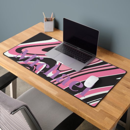 Monogram modern marmer l Roze en zwart Bureaumat (Kantoor 2)