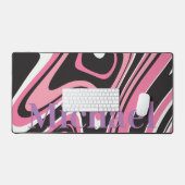 Monogram modern marmer l Roze en zwart Bureaumat (Keyboard & Muis)
