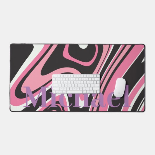 Monogram modern marmer l Roze en zwart Bureaumat (Keyboard & Muis)
