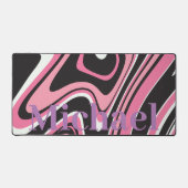 Monogram modern marmer l Roze en zwart Bureaumat (Voorkant)