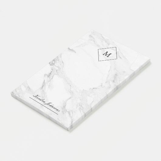 Monogram modern marmer post-it® notes (Schuin)