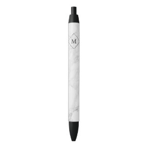 Monogram modern marmer zwarte inkt pen