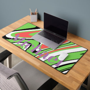 Monogram modern marmeren patroon l Groen Paars Bureaumat