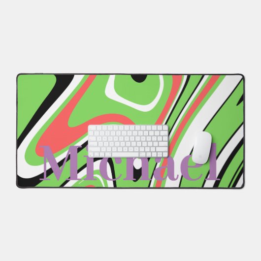 Monogram modern marmeren patroon l Groen Paars Bureaumat (Keyboard & Muis)