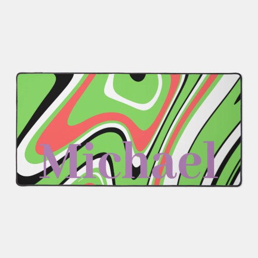 Monogram modern marmeren patroon l Groen Paars Bureaumat (Voorkant)