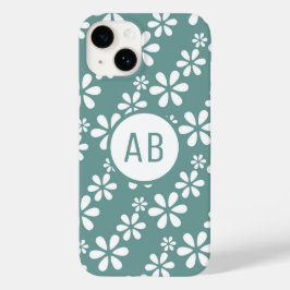 Monogram Modern Meisje Bloemen Patroon Gepersonali Case-Mate iPhone 14 Hoesje