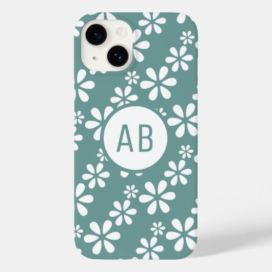 Monogram Modern Meisje Bloemen Patroon Gepersonali Case-Mate iPhone Case (Achterkant)