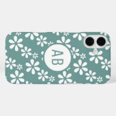 Monogram Modern Meisje Bloemen Patroon Gepersonali Case-Mate iPhone Case (Achterkant (horizontaal))