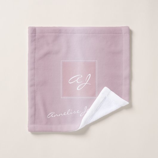 Monogram modern meisjesroze rosé goud metallic bad handdoek (Wasdoekje)