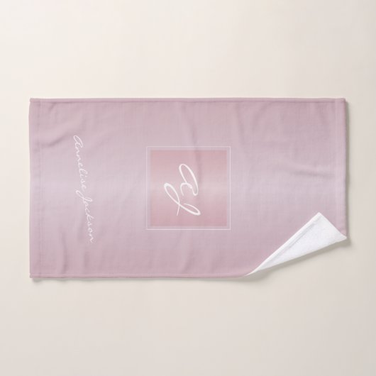 Monogram modern meisjesroze rosé goud metallic bad handdoek (Handdoek)