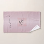 Monogram modern meisjesroze rosé goud metallic bad handdoek (Handdoek)