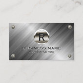 Monogram modern metaal bouwstaal visitekaartje (Voorkant)