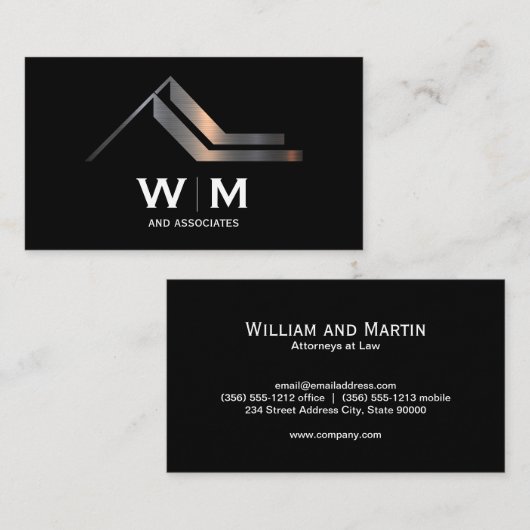 Monogram | Modern Metallic Vastgoedlogo Visitekaartje (Voorkant / Achterkant)