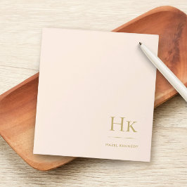 Monogram Modern Minimaal Blush Roze Goud Eenvoudig Notitieblok
