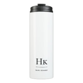 Monogram Modern Minimaal Eenvoudig Elegant Wit Zwa Thermosbeker