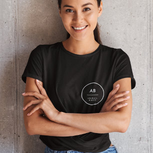 Monogram Modern Minimaal Eenvoudig Zwart T-shirt