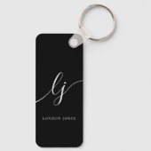 Monogram Modern Minimaal Elegant Zwart Wit Sleutelhanger (Achterkant)