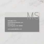 Monogram Modern minimaal grijs professional Visitekaartje (Achterkant)