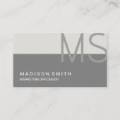 Monogram Modern minimaal grijs professional Visitekaartje (Voorkant)