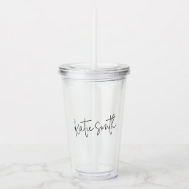 Monogram Modern minimaal handgeschreven script Acryl Drinkbeker