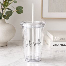 Monogram Modern minimaal handgeschreven script Acryl Drinkbeker