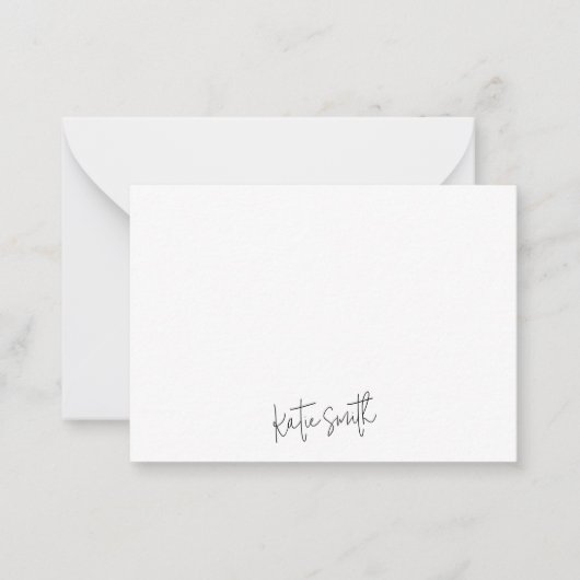 Monogram Modern minimaal handgeschreven script Notitiekaartje (Voorkant)