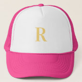 Monogram Modern Minimaal Hot Pink Gold Trucker Pet (Voorkant)