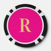 Monogram Modern Minimaal Hot Pink Poker Chips (Achterkant)