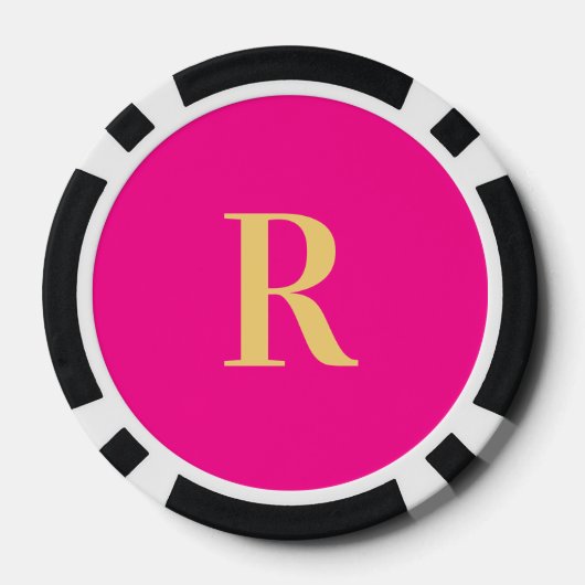 Monogram Modern Minimaal Hot Pink Poker Chips (Achterkant)