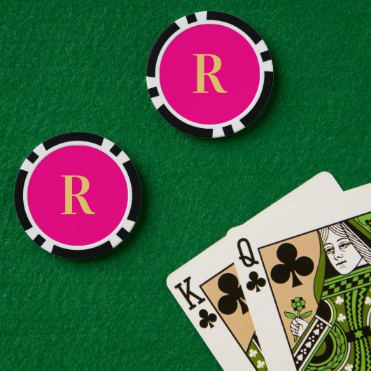 Monogram Modern Minimaal Hot Pink Poker Chips (Pokertafel (Dubbel))