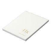 Monogram Modern Minimaal Ivoor Goud Monogram Notitieblok (Linkerzijde)