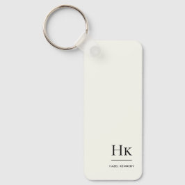 Monogram Modern Minimaal Klassiek Ivoorkleurig Mon Sleutelhanger