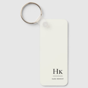 Monogram Modern Minimaal Klassiek Ivoorkleurig Mon Sleutelhanger