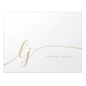 Monogram Modern Minimaal Vrouwelijk Goud Script Notitieblok (Voorkant)