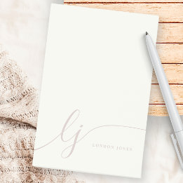 Monogram Modern Minimaal Vrouwelijk Roos Roze Ivoo Post-it® Notes