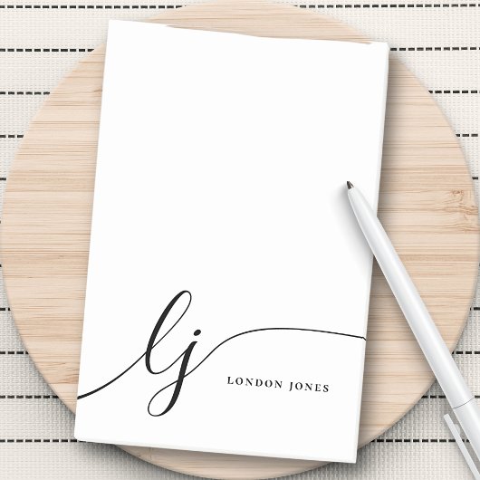 Monogram Modern Minimaal Vrouwelijk Zwart-Wit Post-it® Notes