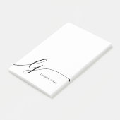 Monogram Modern Minimaal Vrouwelijk Zwart-Wit Post-it® Notes (Schuin)