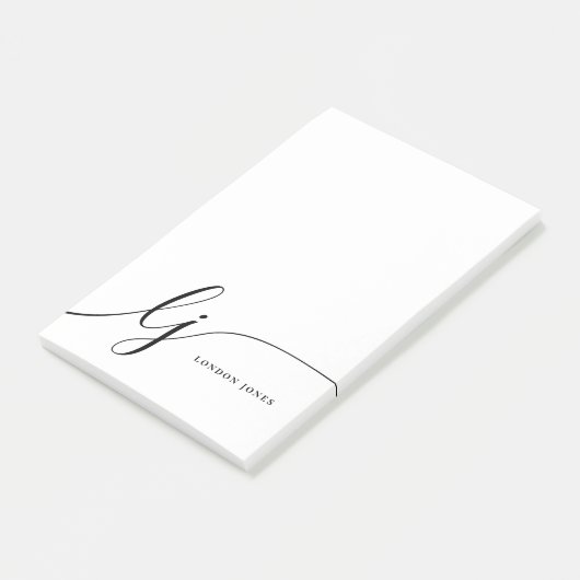 Monogram Modern Minimaal Vrouwelijk Zwart-Wit Post-it® Notes (Schuin)