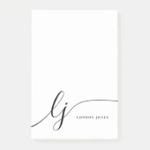 Monogram Modern Minimaal Vrouwelijk Zwart-Wit Post-it® Notes (Voorkant)