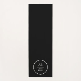 Monogram Modern Minimal Black White Simple Style Yogamat