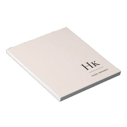 Monogram Modern Minimal Blush Pink Monogrammed Notitieblok (Schuin)