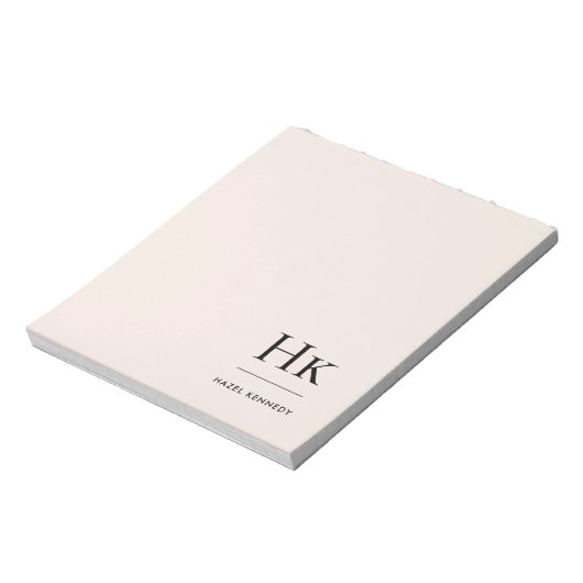 Monogram Modern Minimal Blush Pink Monogrammed Notitieblok (Linkerzijde)