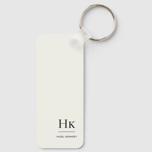 Monogram Modern Minimal Classic Ivory Monogrammed Sleutelhanger (Achterkant)