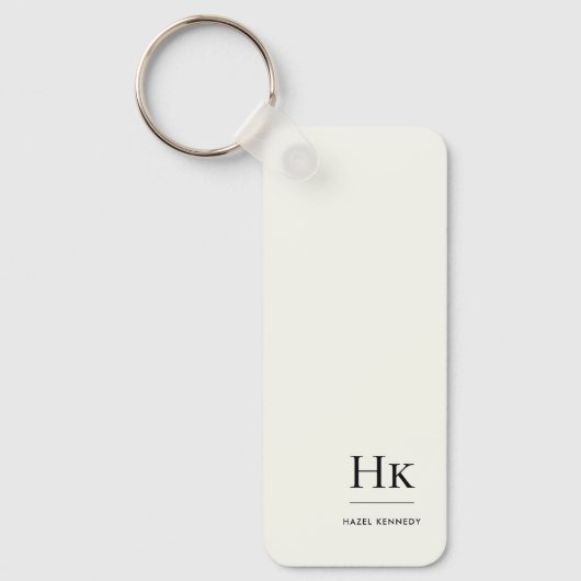 Monogram Modern Minimal Classic Ivory Monogrammed Sleutelhanger (Voorkant)