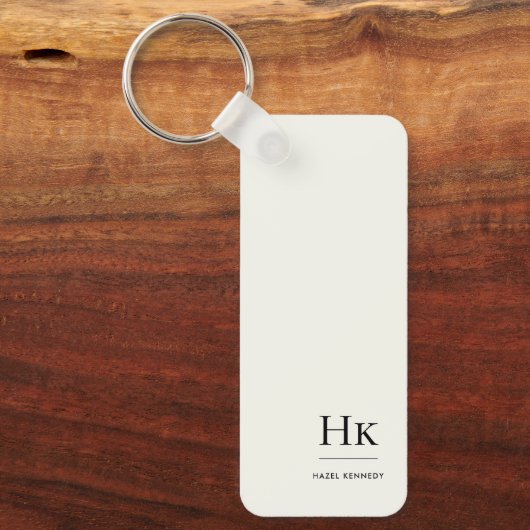Monogram Modern Minimal Classic Ivory Monogrammed Sleutelhanger (Voorkant)
