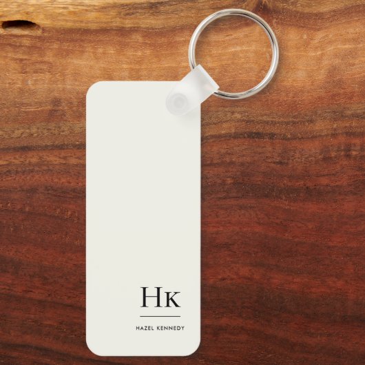 Monogram Modern Minimal Classic Ivory Monogrammed Sleutelhanger (Achterkant)
