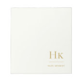 Monogram Modern Minimal Ivory Gold Monogrammed Notitieblok (Voorkant)